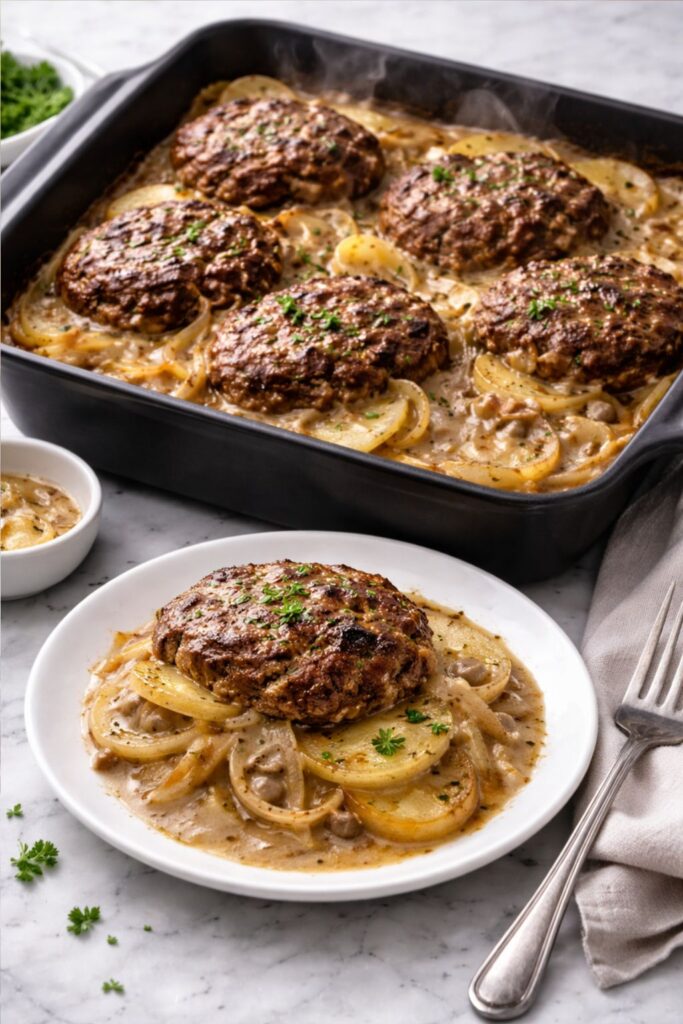 Amish Hamburger Steak Bake Recipe