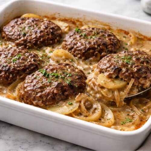 Amish Hamburger Steak Bake Recipe