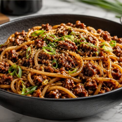 Mongolian Ground Beef Noodles